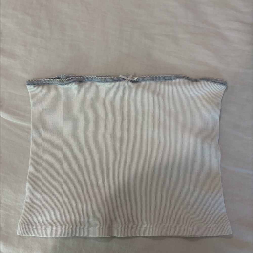 Brandy Melville White Tube Top with Gray Trim